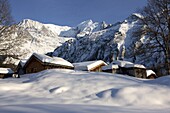 France, Alps, Haute Savoie, snowed chalets