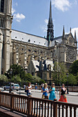 France, Paris, Pont au Double and Notre Dame cathedral