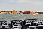 Italy, Veneto, Venice, Giudecca canal, restaurant terrace