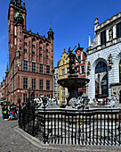 Poland, Gdansk, Town Hall, Neptune Fountain