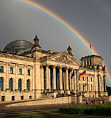 Germany, Berlin, Reichstag, Parliament, rainbow