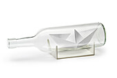 Paper boat in a bottle
