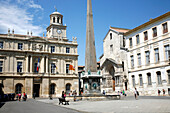 France, Provence Alpes Cote D'Azur, Bouches du Rhône (13), Arles,Republique square, city hall and Saint Trophime church (Unesco world Heritage)