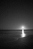 Moonrise Over Ocean at Night, Vero Beach, Florida, USA