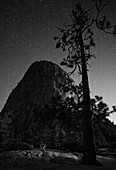 Large Rock Formation and Starry Night, Yosemite National Park, California, USA