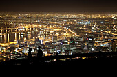 View from Signal Hill onto at night, Cape Town, Western Cape, South Africa