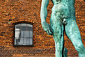 Statue of David outside a waterfront gallery, Copenhagen, Denmark