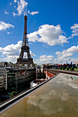 Eiffel tower from quai branly museum, Paris, France, Europe