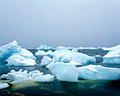 Icebergs floating in the sea, Disko Bay, Greenland