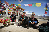 Women wearing traditional clothing, Shey, Ladakh, India