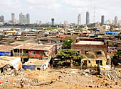 View over Worli, a fishing village and urban slum, Mumbai/Bombay