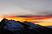Colbricon und Lagoraigruppe bei Sonnenuntergang, Palagruppe, Dolomiten, UNESCO Weltnaturerbe Dolomiten, Trentino, Italien, Europa