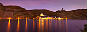 Panorama von Beilstein und Burg Metternich am Abend, Mosel, Rheinland-Pfalz, Deutschland, Europa