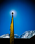 Prayer flag at Himalayas from Monastery Tengboche, Sagarmatha National Park, Solu Khumbu, Nepal