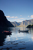 Two boats on lake, Aurlandsfjord/Sognefjord, Flam, Norway