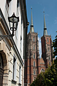 Low angle view of the spires of Cathedral of St. John The Baptist on Cathedral Island, Wroclaw, Poland, Cathedral Island, Wroclaw, Poland