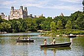 People boating in Central Park, Manhattan, New York City, USA