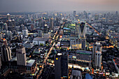 Modern skyscrapers at business district in Bangkok at night, Bangkok, Thailand