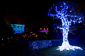 Christmas illuminations in Wesserling park, Wesserling, Alsace, France