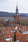Blick auf die Stiftskirche St. Arunal, Alt Saarbrücken, Saarbrücken, Saarland, Deutschland, Europa