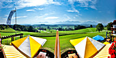 Aussicht vom Hotel Weingarten, bei Prien, Chiemgau, Oberbayern, Bayern, Deutschland