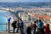 Blick vom Tour Bellanda auf die Promenade des Anglais, Nizza, Côte d'Azur, Süd Frankreich, Europa