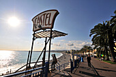 Promenade des Anglais at the Castel in the sunlight, Nice, Cote d'Azur, South France, Europe