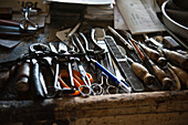Tools on a work bench, Bavaria, Germany