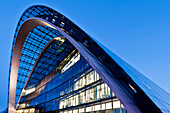 Modern architecture, Berliner Bogen at night, Hamburg, Germany