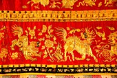 Asia- Vietnam- silk carpet in a bhudist temple