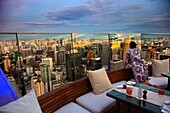 Centara Grand Hotel al Central World Bangkok Tower  Bar Red Sky, an unforgetable outdoor roof top venue with impressive views across the city skyline  Pathumwan district  Bangkok  Thailand
