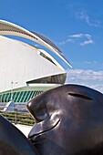 Spain-Valencia Comunity-Valencia City-The City of Arts and Science built by Calatrava-Joan Ripolles sculpture and the Palace of Arts