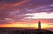 Peggy´s Cove Lighthouse Silhouetted at Sunset