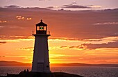 Lighthouse Silhouetted at Sunset