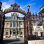 Wrought-iron railings and gate of Champagne wines and local prehistory museums, Epernay, Champagne, France