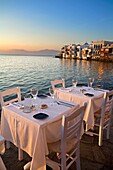 Restaurants in the quarter of Alefkandra  Mykonos  Cyclades Islands  Greece