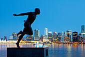 Running Sculpture With a Downtown Background, Vancouver, British Columbia, Canada