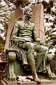 The artistry of bronze and stone statues on outside of crypts has been admired since 1822, Recoleta cemetery, Buenos Aires, Argentina