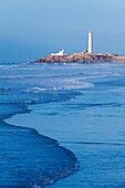 A view of the El Hank lighthouse on the Corniche Atlantic Ocean in Casablanca, Morocco