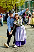 A dutch couple in ethnic dress in Holland, Michigan, USA