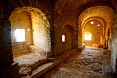 Romanesque chapel of St Quiteria and S Bonifacio, XI century, Montsec Massif Huesca Aragon Pyrenees Spain