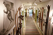 Hallway with ski Museum, Ecohotel Grafenast, Am Hochpillberg, Schwaz, Tyrol, Austria
