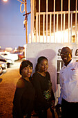 Guest waiting in front of a club at night, Guguletu, Cape Flats, Cape Town, South Africa, Africa