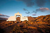 Roadsign for county Betancuria on viewpoint Degollada de Los Granadillos, Fuerteventura, Canary Islands, Spain
