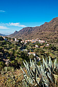 Blick auf das Dorf Fataga, Gran Canaria, Kanarische Inseln, Spanien, Europa