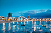 Playa de Las Canteras am Abend, Las Palmas, Gran Canaria, Kanarische Inseln, Spanien, Europa