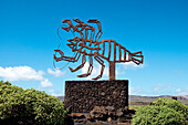 Hinweisschild, Jameos del Agua, Architekt Cesar Manrique, Lanzarote, Kanarische Inseln, Spanien, Europa