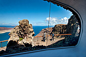 Blick aus dem Restaurant Mirador del Rio, Architekt Cesar Manrique, Lanzarote, Kanarische Inseln, Spanien, Europa