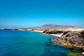 Biew of the beach Playa del Pozo, Papagayo Beaches, Lanzarote, Canary Islands, Spain, Europe