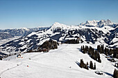 Hahnenkamm Gipfel, Kitzbühler Horn im Hintergrund, Kitzbühel, Tirol, Österreich